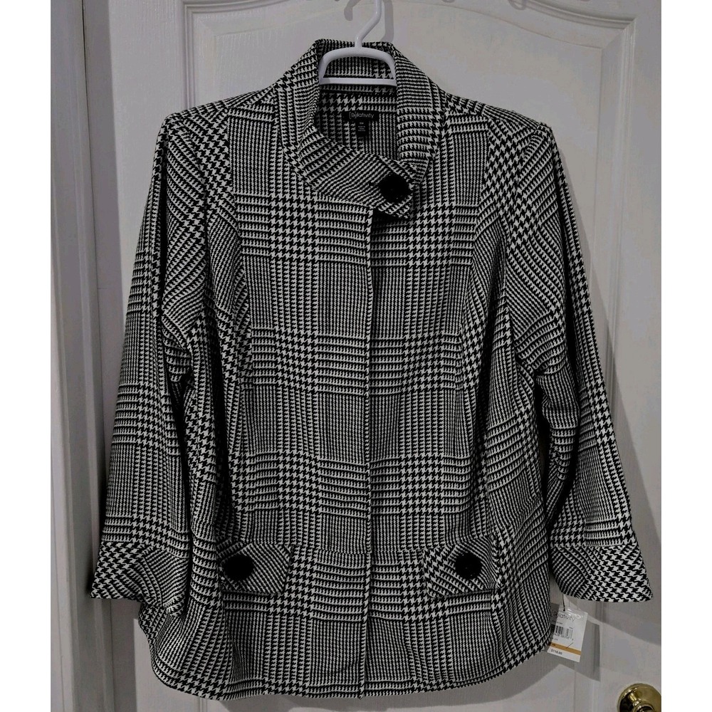 Womens Relativity NWT 16W‎ Black White Button Jacket Office Wear